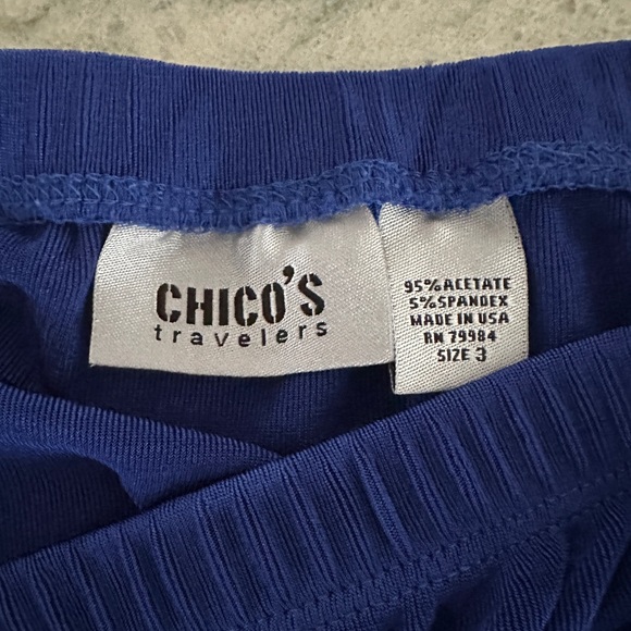 SOLD CHICO’S TRAVELERS Size 3 Blue 2 Piece Set: high low, maxi skir - Picture 3 of 3